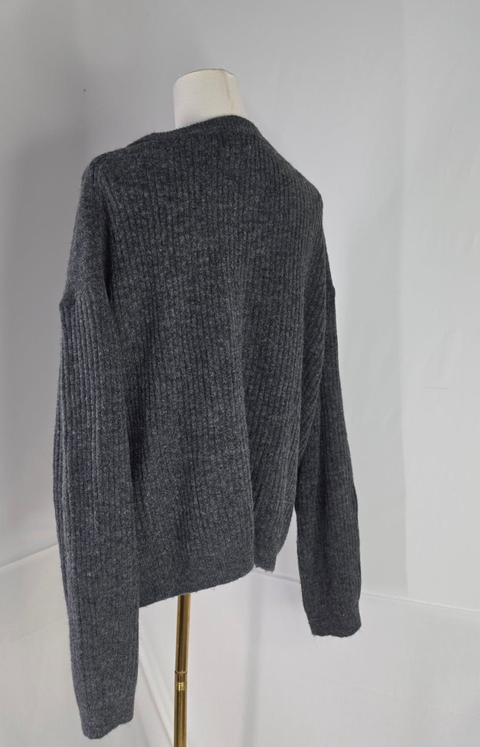 H&M Charcoal Gray Textured Knit Sweater — XL