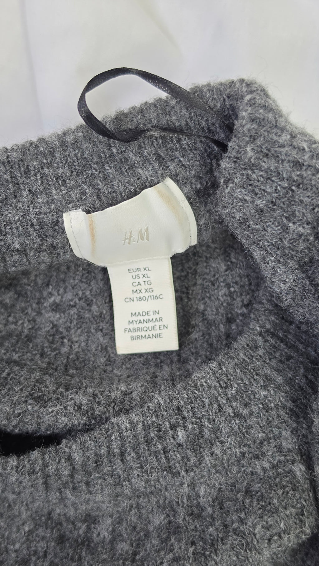H&M Charcoal Gray Textured Knit Sweater — XL