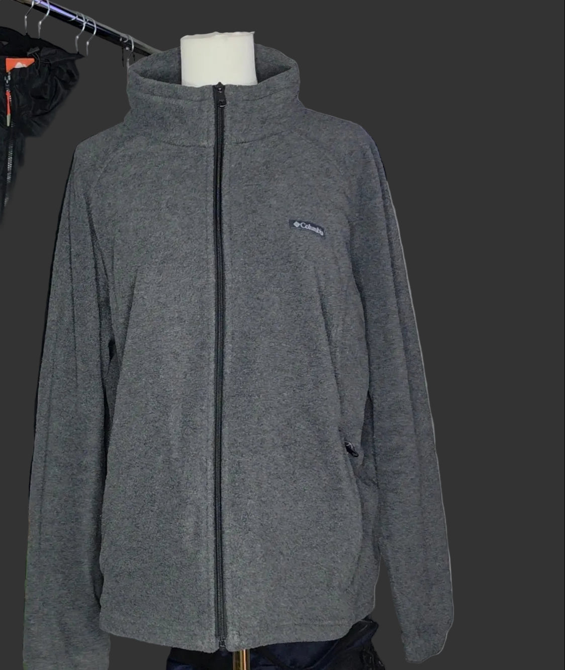Columbia Gray Full Zip Fleece Jacket High Neck Outdoor Casual 3XL