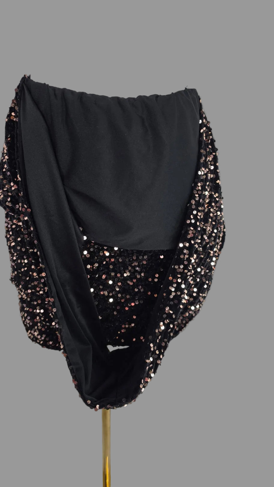 NOVAORILY Black Rose Gold Sequin Halter Mini Dress Open Back