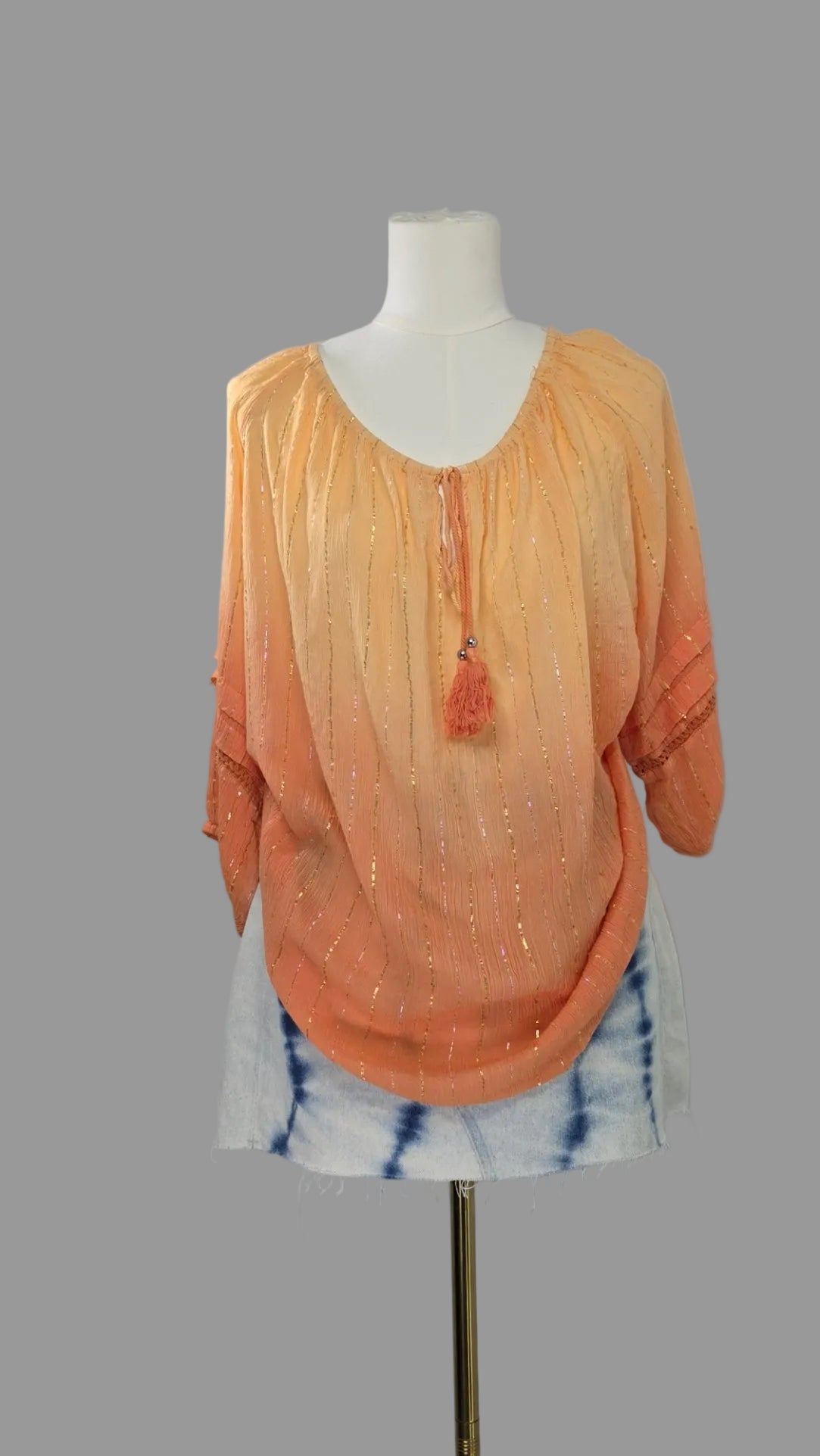 CATO Orange Ombré Boho Blouse – Size 26/28W