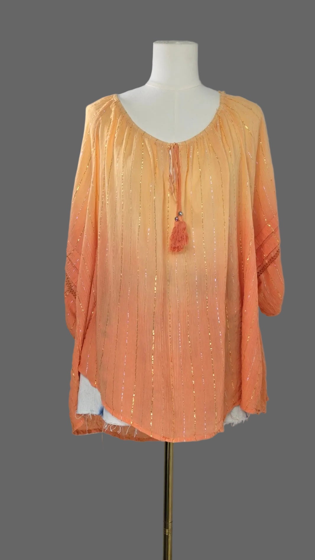 CATO Orange Ombré Boho Blouse – Size 26/28W
