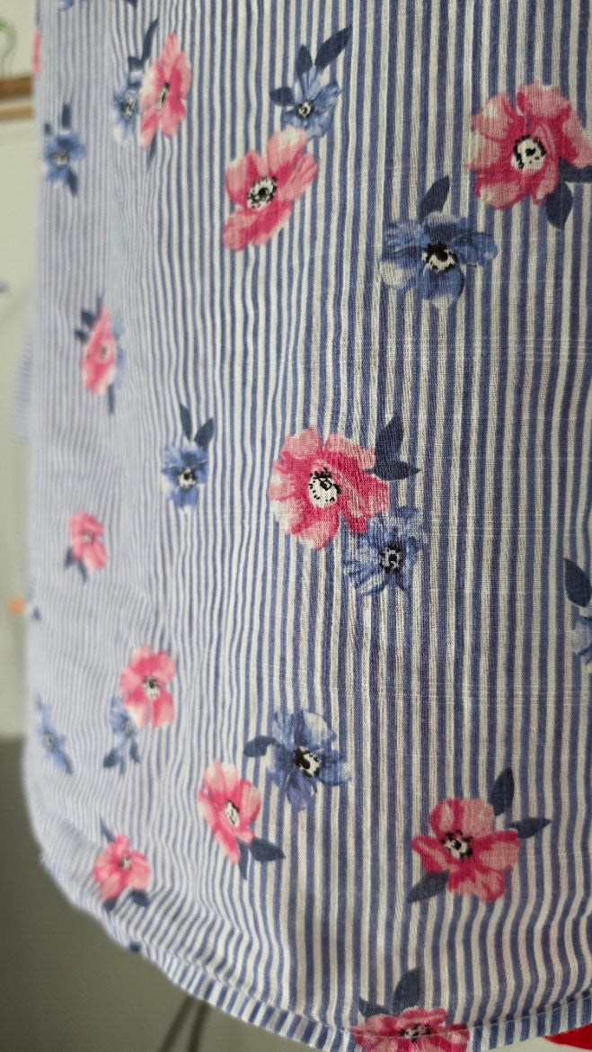 Karen Scott Blue Striped Floral Button-Down Shirt – Size M