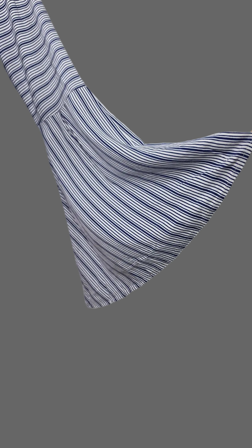 VENUS Blue & White Striped Bell Sleeve Peplum Blouse Size 2