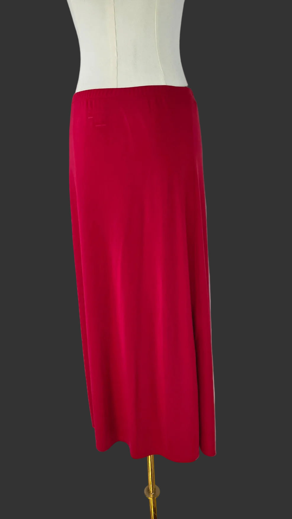 Style & Co. Red Maxi Skirt Size M Elastic Waist Long Slit Skirt