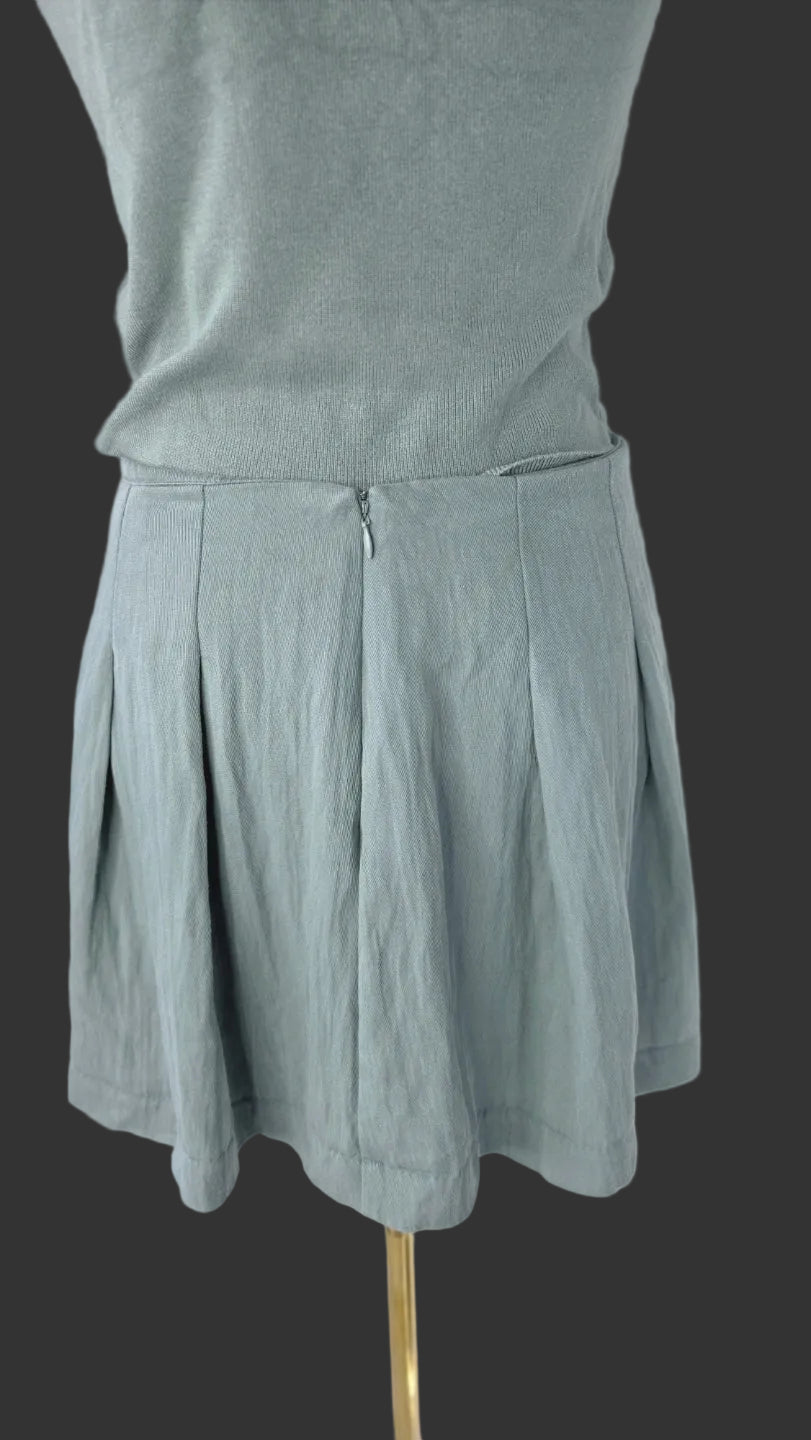 A New Day Gray Green Sleeveless Polo Top & Pleated Skirt Set M / Size 6
