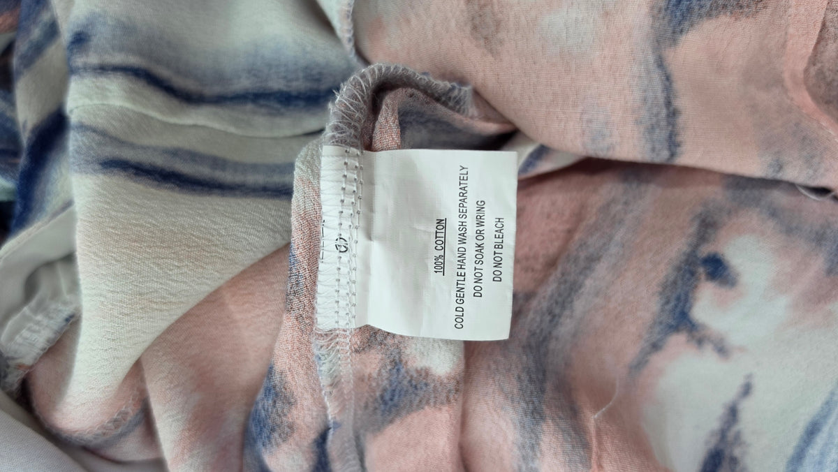 Hello Molly Size 4 Pink Blue Abstract Halter Tie Back Ruffle Romper