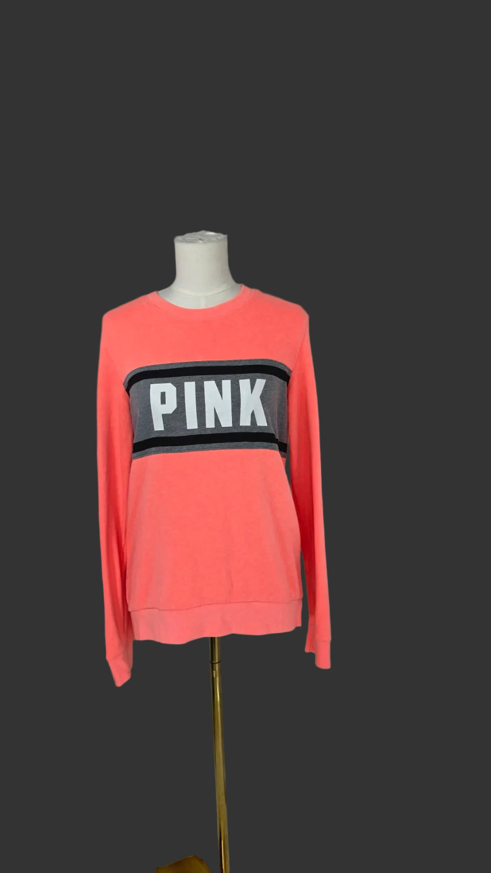 PINK Victoria’s Secret Small Neon Coral Logo Crewneck Sweatshirt