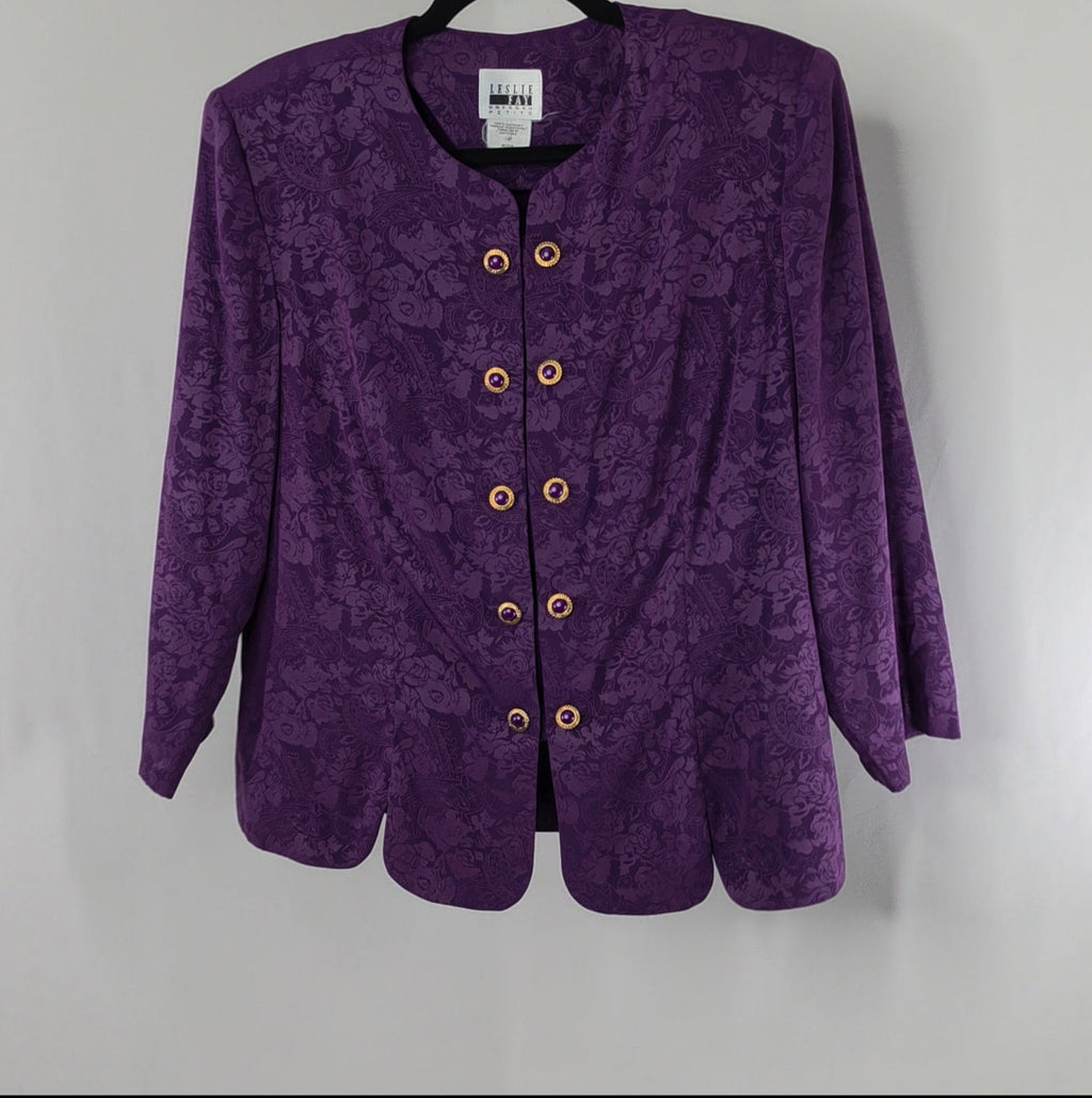 Leslie Fay Dress Petite Purple Floral Blazer