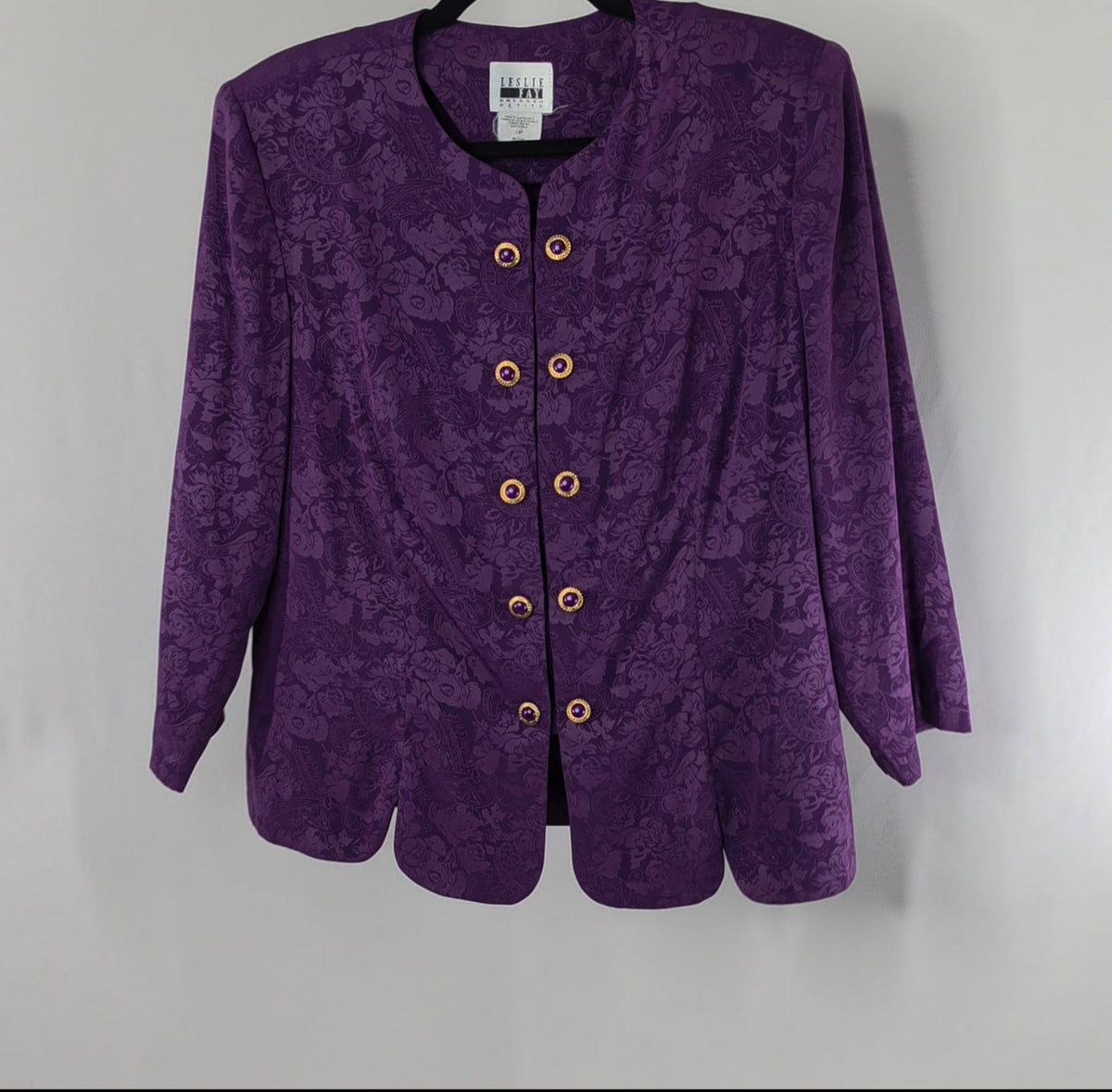 Leslie Fay Dress Petite Purple Floral Blazer