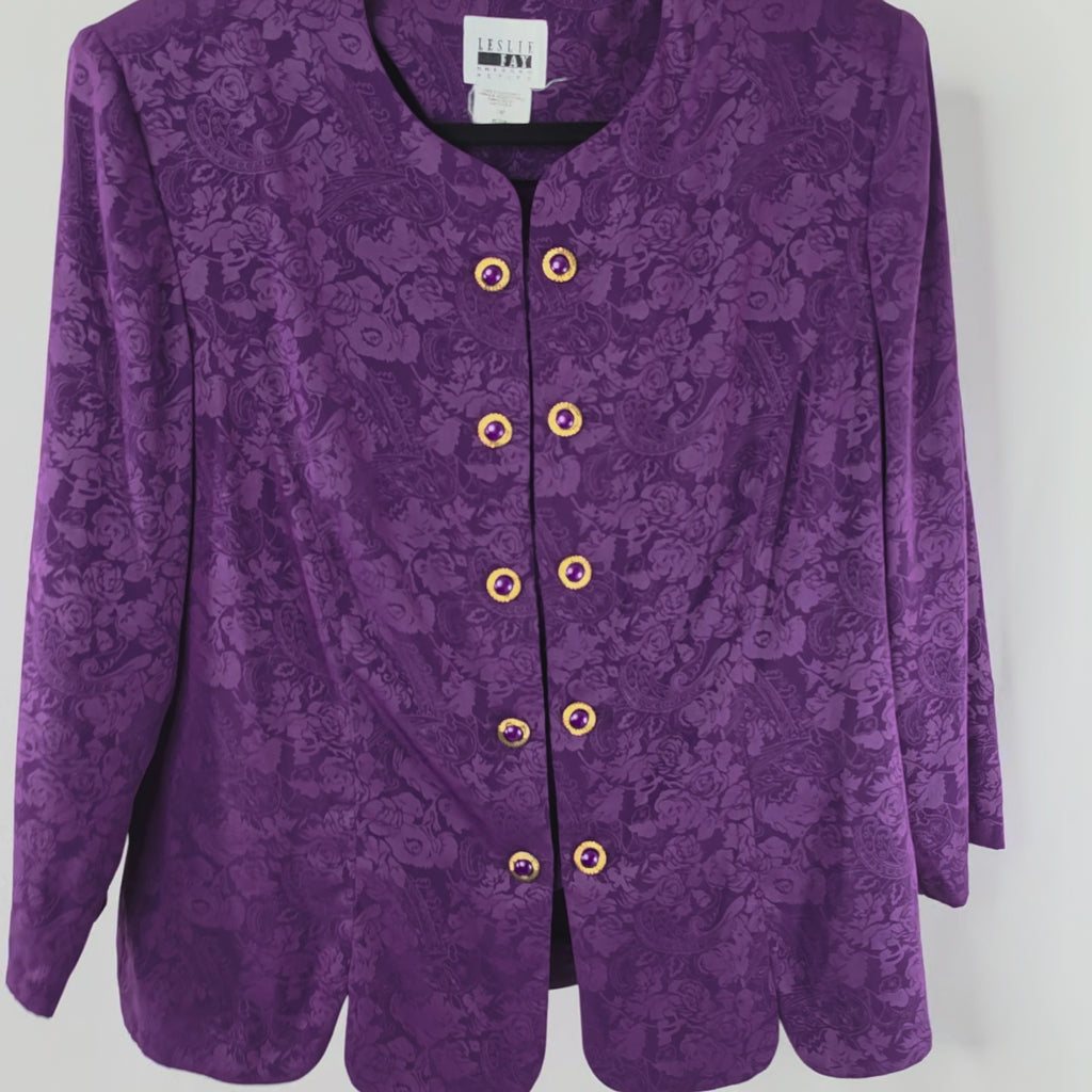 Leslie Fay Dress Petite Purple Floral Blazer