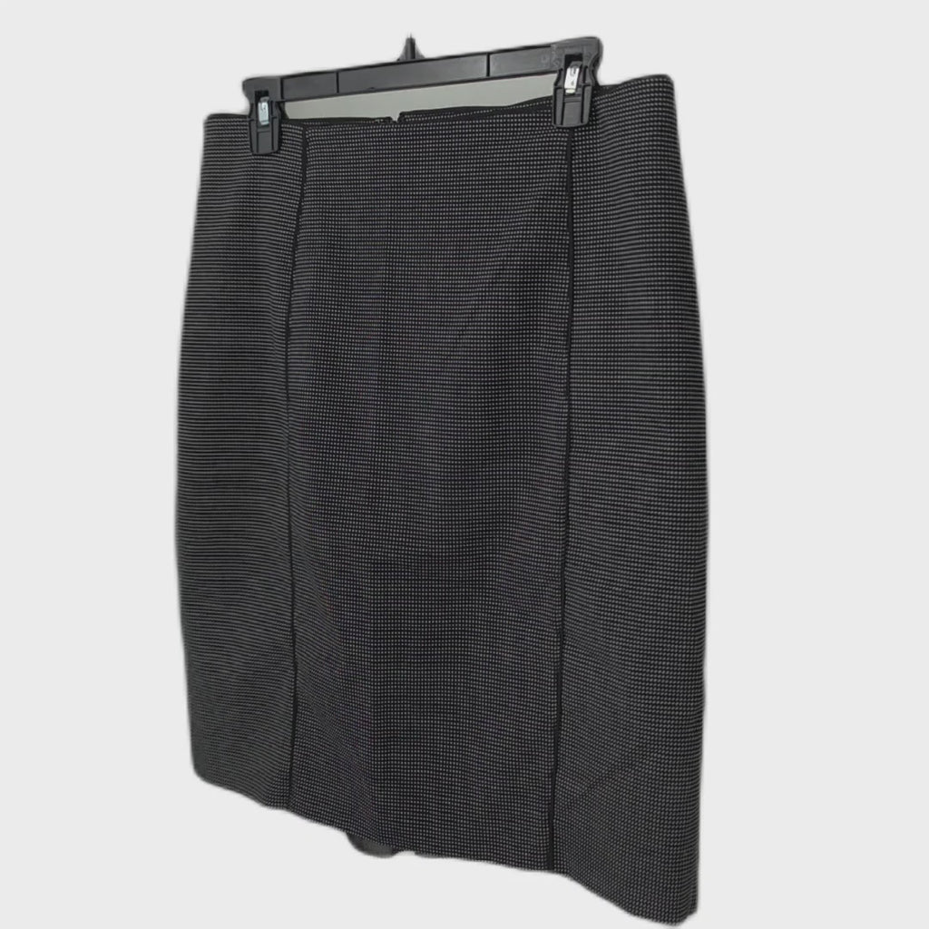 White House Black Market Size 10 Black White Micro Dot Pencil Skirt Ruffle Hem