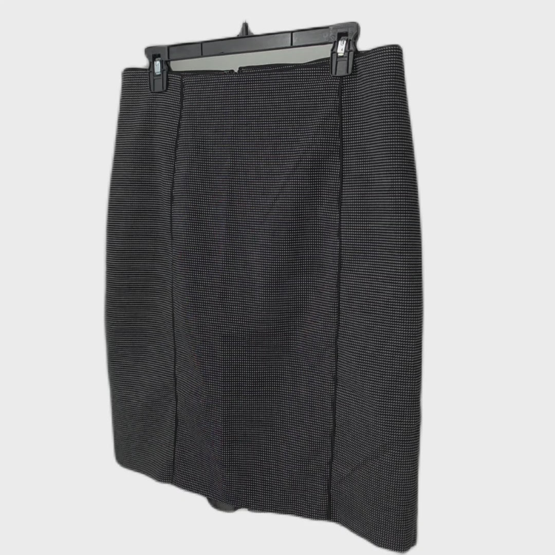 White House Black Market Size 10 Black White Micro Dot Pencil Skirt Ruffle Hem