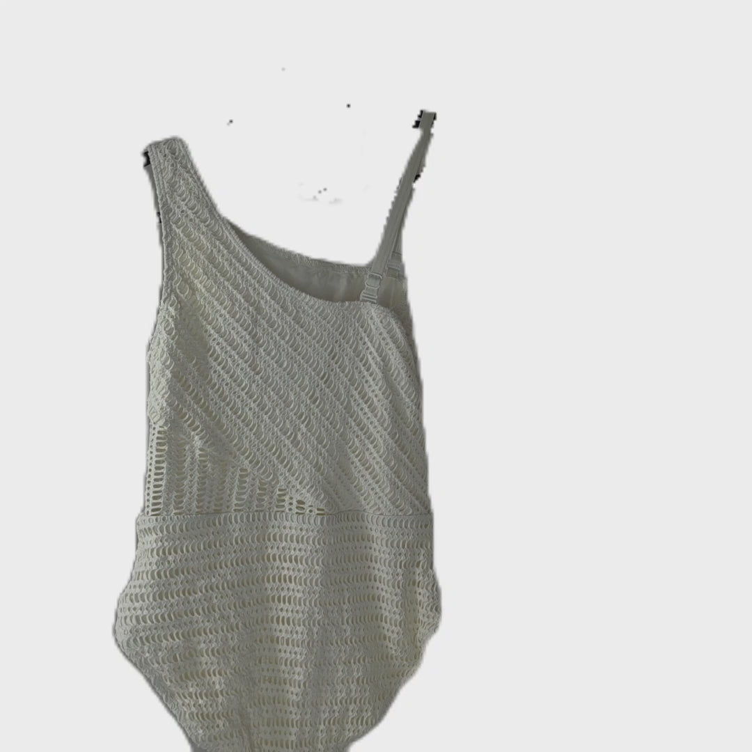 Contours by Coco Reef white one shoulder textured one piece swimsuit